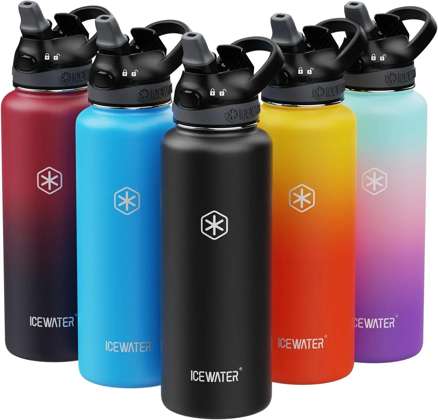 24 Oz, Insulated Water Bottle with Auto Straw Lid and Carry Handle, Leakproof Lockable Lid with Soft Silicone Spout, One-Hand Operation, Vacuum Stainless Steel, Bpa-Free (7 Colors)