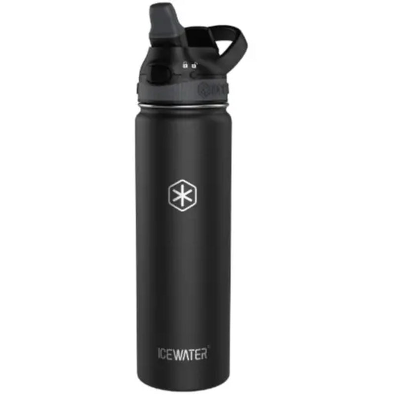 24 Oz, Insulated Water Bottle with Auto Straw Lid and Carry Handle, Leakproof Lockable Lid with Soft Silicone Spout, One-Hand Operation, Vacuum Stainless Steel, Bpa-Free (7 Colors)