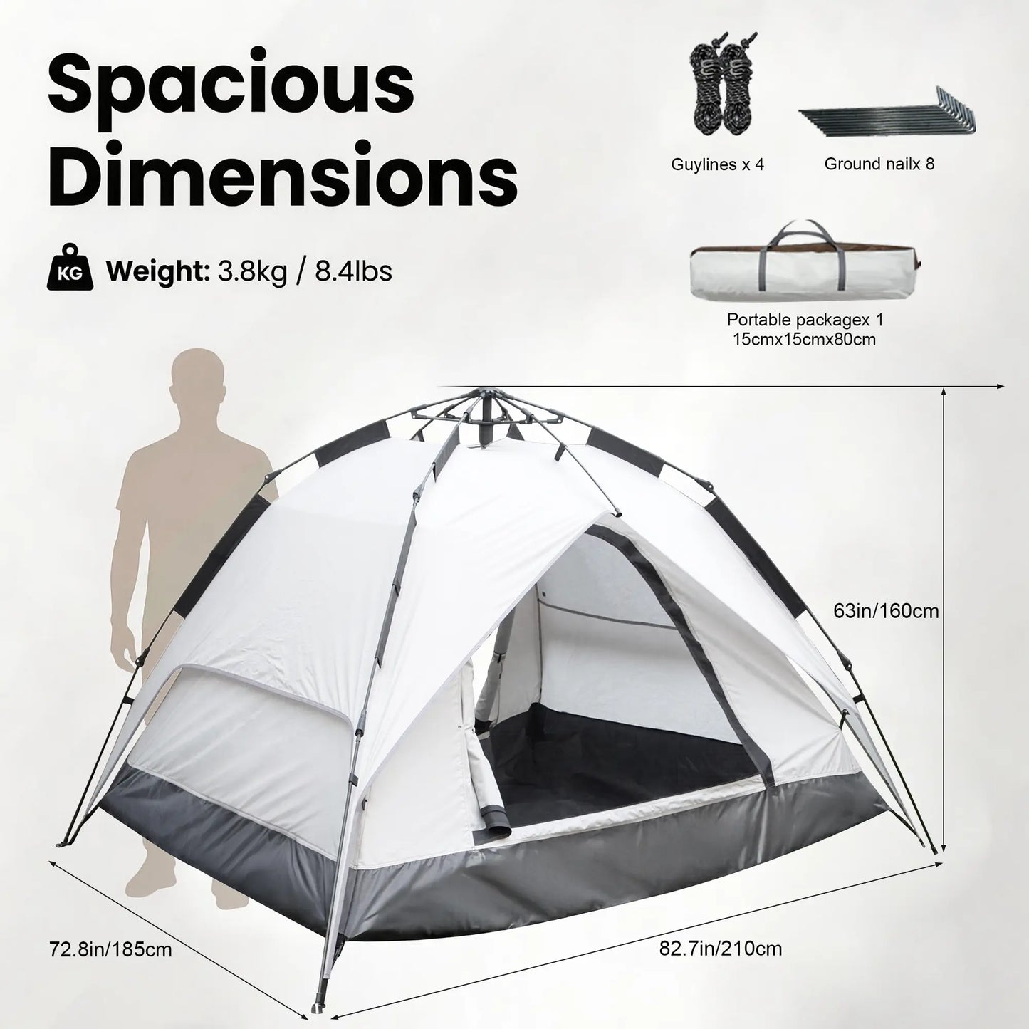 3 Person Tents for Camping Automatic Pop up Easy Set up Portable Windproof & Waterproof Family Outdoor Traveling