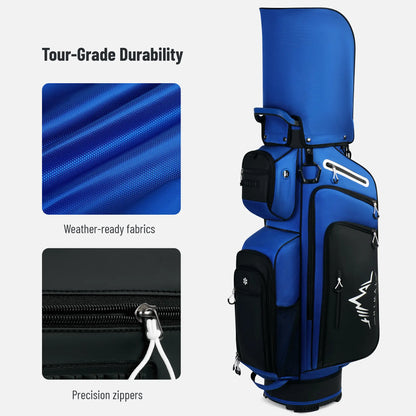 Unihimal Hive Vault 14-Way Golf Cart Bag for Adults, Premium Full-Length Bag with Magnetic Leather Pocket, Handles and Rain Cover – Father'S Day Gift