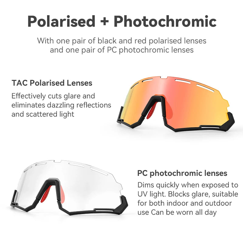 Bicycle Glasses Polarized Photochromic Ultra-Light Comfortable Bike Eyewear Non-Slip TR90 Sunglasses Cycling Equipment