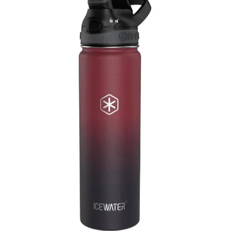24 Oz, Insulated Water Bottle with Auto Straw Lid and Carry Handle, Leakproof Lockable Lid with Soft Silicone Spout, One-Hand Operation, Vacuum Stainless Steel, Bpa-Free (7 Colors)